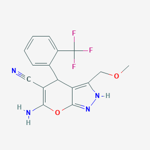 molecular formula C16H13F3N4O2 B343729 6-Amino-3-(methoxymethyl)-4-[2-(trifluoromethyl)phenyl]-1,4-dihydropyrano[2,3-c]pyrazole-5-carbonitrile 