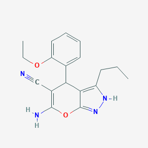 6-Amino-4-(2-ethoxyphenyl)-3-propyl-2,4-dihydropyrano[2,3-c]pyrazole-5-carbonitrile