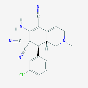 molecular formula C19H16ClN5 B343736 6-amino-8-(3-chlorophenyl)-2-methyl-2,3,8,8a-tetrahydro-5,7,7(1H)-isoquinolinetricarbonitrile 