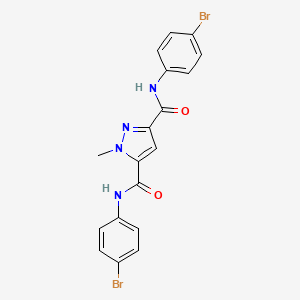 molecular formula C18H14Br2N4O2 B3437383 N,N'-bis(4-bromophenyl)-1-methyl-1H-pyrazole-3,5-dicarboxamide 