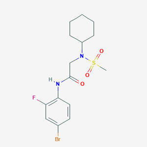 molecular formula C15H20BrFN2O3S B3437398 N~1~-(4-bromo-2-fluorophenyl)-N~2~-cyclohexyl-N~2~-(methylsulfonyl)glycinamide 