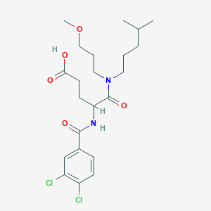 molecular formula C22H32Cl2N2O5 B034374 4-[(3,4-Dichlorobenzoyl)amino]-5-[3-methoxypropyl(4-methylpentyl)amino]-5-oxopentanoic acid CAS No. 111106-24-2