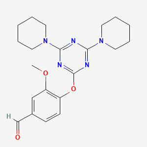 molecular formula C21H27N5O3 B3437449 4-[(4,6-di-1-piperidinyl-1,3,5-triazin-2-yl)oxy]-3-methoxybenzaldehyde 