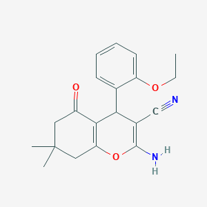 molecular formula C20H22N2O3 B343745 2-amino-4-(2-ethoxyphenyl)-7,7-dimethyl-5-oxo-5,6,7,8-tetrahydro-4H-chromene-3-carbonitrile 