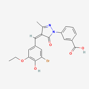 molecular formula C20H17BrN2O5 B3437458 3-[4-(3-bromo-5-ethoxy-4-hydroxybenzylidene)-3-methyl-5-oxo-4,5-dihydro-1H-pyrazol-1-yl]benzoic acid 