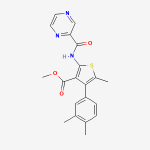 molecular formula C20H19N3O3S B3437482 methyl 4-(3,4-dimethylphenyl)-5-methyl-2-[(2-pyrazinylcarbonyl)amino]-3-thiophenecarboxylate 