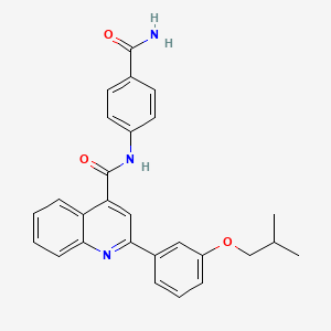 molecular formula C27H25N3O3 B3437484 N-[4-(aminocarbonyl)phenyl]-2-(3-isobutoxyphenyl)-4-quinolinecarboxamide 