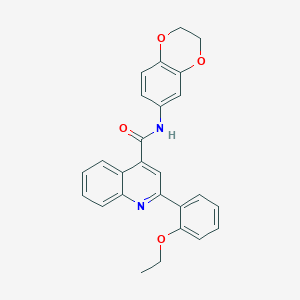 molecular formula C26H22N2O4 B3437493 N-(2,3-dihydro-1,4-benzodioxin-6-yl)-2-(2-ethoxyphenyl)-4-quinolinecarboxamide 