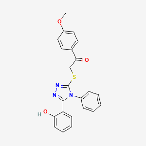 molecular formula C23H19N3O3S B3437509 2-{[5-(2-hydroxyphenyl)-4-phenyl-4H-1,2,4-triazol-3-yl]thio}-1-(4-methoxyphenyl)ethanone 