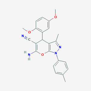 molecular formula C23H22N4O3 B343751 6-amino-4-(2,5-dimethoxyphenyl)-3-methyl-1-(4-methylphenyl)-4H-pyrano[2,3-c]pyrazole-5-carbonitrile 