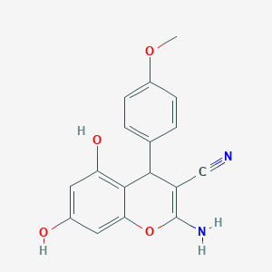 molecular formula C17H14N2O4 B3437516 2-amino-5,7-dihydroxy-4-(4-methoxyphenyl)-4H-chromene-3-carbonitrile 
