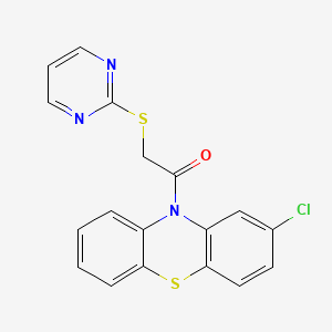 molecular formula C18H12ClN3OS2 B3437519 2-chloro-10-[(2-pyrimidinylthio)acetyl]-10H-phenothiazine 
