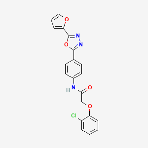 molecular formula C20H14ClN3O4 B3437553 2-(2-chlorophenoxy)-N-{4-[5-(2-furyl)-1,3,4-oxadiazol-2-yl]phenyl}acetamide 