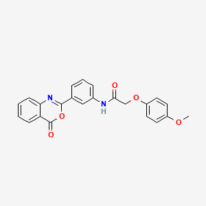 molecular formula C23H18N2O5 B3437559 2-(4-methoxyphenoxy)-N-[3-(4-oxo-4H-3,1-benzoxazin-2-yl)phenyl]acetamide 