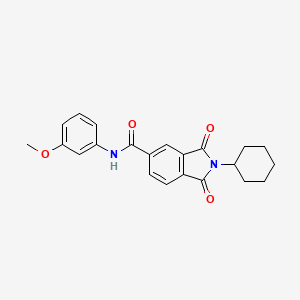 molecular formula C22H22N2O4 B3437596 2-cyclohexyl-N-(3-methoxyphenyl)-1,3-dioxo-5-isoindolinecarboxamide 