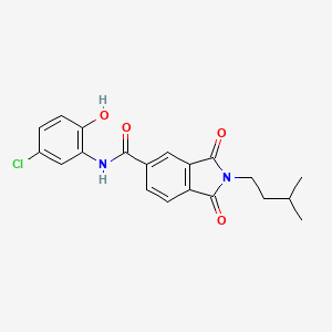 molecular formula C20H19ClN2O4 B3437640 N-(5-chloro-2-hydroxyphenyl)-2-(3-methylbutyl)-1,3-dioxo-5-isoindolinecarboxamide 