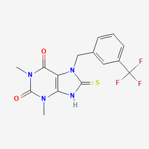 molecular formula C15H13F3N4O2S B3437675 8-mercapto-1,3-dimethyl-7-[3-(trifluoromethyl)benzyl]-3,7-dihydro-1H-purine-2,6-dione 