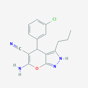 6-Amino-4-(3-chlorophenyl)-3-propyl-2,4-dihydropyrano[2,3-c]pyrazole-5-carbonitrile