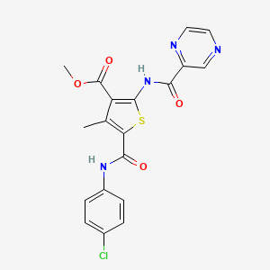 molecular formula C19H15ClN4O4S B3437756 methyl 5-{[(4-chlorophenyl)amino]carbonyl}-4-methyl-2-[(2-pyrazinylcarbonyl)amino]-3-thiophenecarboxylate 