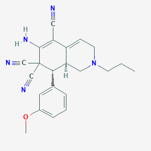molecular formula C22H23N5O B343778 6-amino-8-(3-methoxyphenyl)-2-propyl-2,3,8,8a-tetrahydro-5,7,7(1H)-isoquinolinetricarbonitrile 