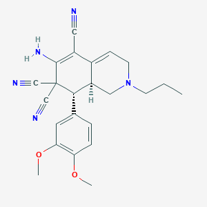 molecular formula C23H25N5O2 B343779 6-amino-8-(3,4-dimethoxyphenyl)-2-propyl-2,3,8,8a-tetrahydro-5,7,7(1H)-isoquinolinetricarbonitrile 