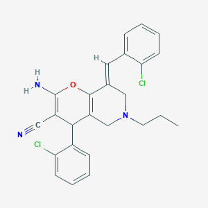 molecular formula C25H23Cl2N3O B343780 2-amino-8-(2-chlorobenzylidene)-4-(2-chlorophenyl)-6-propyl-5,6,7,8-tetrahydro-4H-pyrano[3,2-c]pyridine-3-carbonitrile 