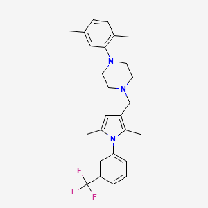molecular formula C26H30F3N3 B3437815 1-(2,5-dimethylphenyl)-4-({2,5-dimethyl-1-[3-(trifluoromethyl)phenyl]-1H-pyrrol-3-yl}methyl)piperazine 