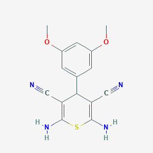 molecular formula C15H14N4O2S B343782 2,6-diamino-4-(3,5-dimethoxyphenyl)-4H-thiopyran-3,5-dicarbonitrile 