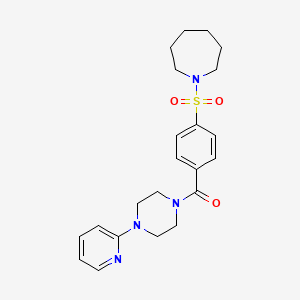 molecular formula C22H28N4O3S B3437830 1-[(4-{[4-(2-pyridinyl)-1-piperazinyl]carbonyl}phenyl)sulfonyl]azepane 