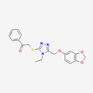 molecular formula C20H19N3O4S B3437849 2-({5-[(1,3-benzodioxol-5-yloxy)methyl]-4-ethyl-4H-1,2,4-triazol-3-yl}thio)-1-phenylethanone 