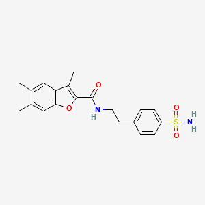 molecular formula C20H22N2O4S B3437879 N-{2-[4-(aminosulfonyl)phenyl]ethyl}-3,5,6-trimethyl-1-benzofuran-2-carboxamide 