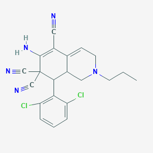 molecular formula C21H19Cl2N5 B343791 6-amino-8-(2,6-dichlorophenyl)-2-propyl-2,3,8,8a-tetrahydroisoquinoline-5,7,7(1H)-tricarbonitrile 