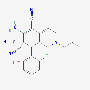 molecular formula C21H19ClFN5 B343792 6-amino-8-(2-chloro-6-fluorophenyl)-2-propyl-2,3,8,8a-tetrahydroisoquinoline-5,7,7(1H)-tricarbonitrile 