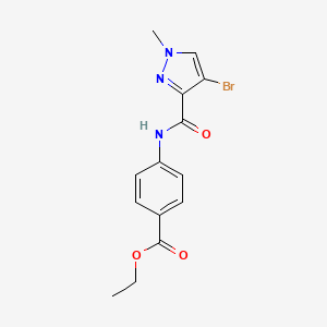 molecular formula C14H14BrN3O3 B3437938 ethyl 4-{[(4-bromo-1-methyl-1H-pyrazol-3-yl)carbonyl]amino}benzoate 