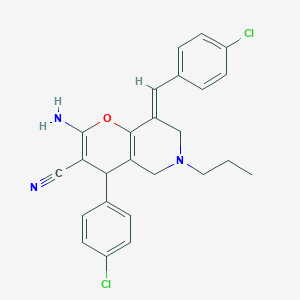2-amino-8-(4-chlorobenzylidene)-4-(4-chlorophenyl)-6-propyl-5,6,7,8-tetrahydro-4H-pyrano[3,2-c]pyridine-3-carbonitrile