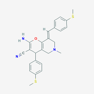 molecular formula C25H25N3OS2 B343795 2-amino-6-methyl-8-[4-(methylsulfanyl)benzylidene]-4-[4-(methylsulfanyl)phenyl]-5,6,7,8-tetrahydro-4H-pyrano[3,2-c]pyridine-3-carbonitrile 