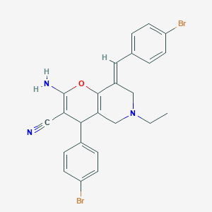 molecular formula C24H21Br2N3O B343797 2-amino-8-(4-bromobenzylidene)-4-(4-bromophenyl)-6-ethyl-5,6,7,8-tetrahydro-4H-pyrano[3,2-c]pyridine-3-carbonitrile 