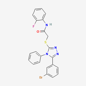 2-{[5-(3-bromophenyl)-4-phenyl-4H-1,2,4-triazol-3-yl]thio}-N-(2-fluorophenyl)acetamide