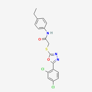 molecular formula C18H15Cl2N3O2S B3438004 2-{[5-(2,4-dichlorophenyl)-1,3,4-oxadiazol-2-yl]thio}-N-(4-ethylphenyl)acetamide 