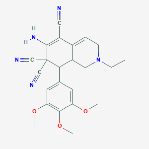 molecular formula C23H25N5O3 B343801 6-amino-2-ethyl-8-(3,4,5-trimethoxyphenyl)-2,3,8,8a-tetrahydroisoquinoline-5,7,7(1H)-tricarbonitrile 