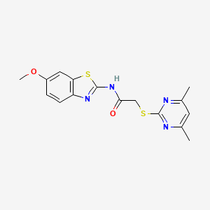 2-[(4,6-dimethyl-2-pyrimidinyl)thio]-N-(6-methoxy-1,3-benzothiazol-2-yl)acetamide