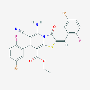 ethyl 5-amino-2-(5-bromo-2-fluorobenzylidene)-7-(5-bromo-2-fluorophenyl)-6-cyano-3-oxo-2,3-dihydro-7H-[1,3]thiazolo[3,2-a]pyridine-8-carboxylate