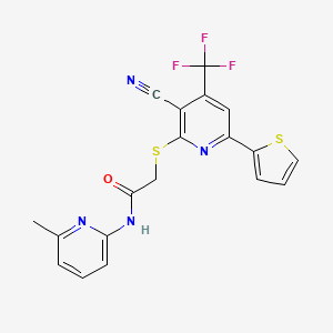 molecular formula C19H13F3N4OS2 B3438156 2-{[3-cyano-6-(2-thienyl)-4-(trifluoromethyl)pyridin-2-yl]thio}-N-(6-methylpyridin-2-yl)acetamide 