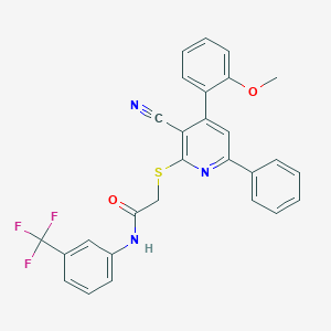 2-{[3-cyano-4-(2-methoxyphenyl)-6-phenyl-2-pyridinyl]sulfanyl}-N-[3-(trifluoromethyl)phenyl]acetamide