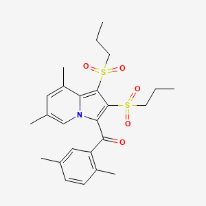 molecular formula C25H31NO5S2 B3438212 [6,8-dimethyl-1,2-bis(propylsulfonyl)indolizin-3-yl](2,5-dimethylphenyl)methanone 