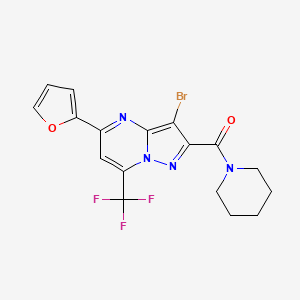 molecular formula C17H14BrF3N4O2 B3438227 3-bromo-5-(2-furyl)-2-(piperidin-1-ylcarbonyl)-7-(trifluoromethyl)pyrazolo[1,5-a]pyrimidine 