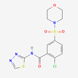 molecular formula C13H13ClN4O4S2 B3438238 2-chloro-5-(4-morpholinylsulfonyl)-N-1,3,4-thiadiazol-2-ylbenzamide 