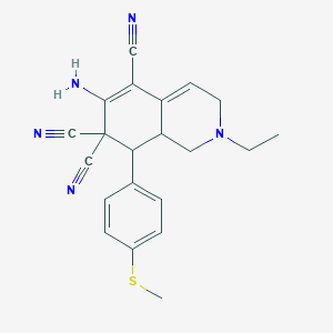 molecular formula C21H21N5S B343825 6-amino-2-ethyl-8-[4-(methylsulfanyl)phenyl]-2,3,8,8a-tetrahydroisoquinoline-5,7,7(1H)-tricarbonitrile 