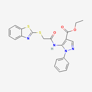 molecular formula C21H18N4O3S2 B3438267 ethyl 5-{[(1,3-benzothiazol-2-ylthio)acetyl]amino}-1-phenyl-1H-pyrazole-4-carboxylate 