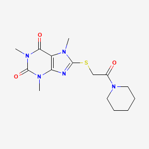 1,3,7-trimethyl-8-{[2-oxo-2-(1-piperidinyl)ethyl]thio}-3,7-dihydro-1H-purine-2,6-dione